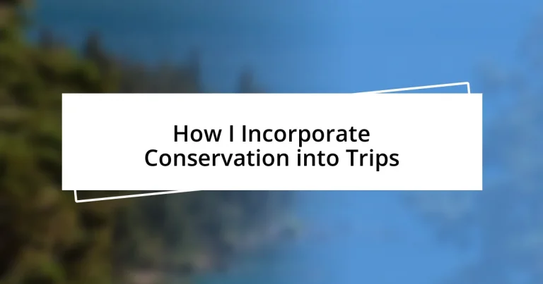 How I Incorporate Conservation into Trips