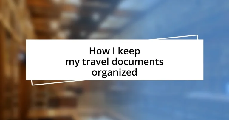 How I keep my travel documents organized