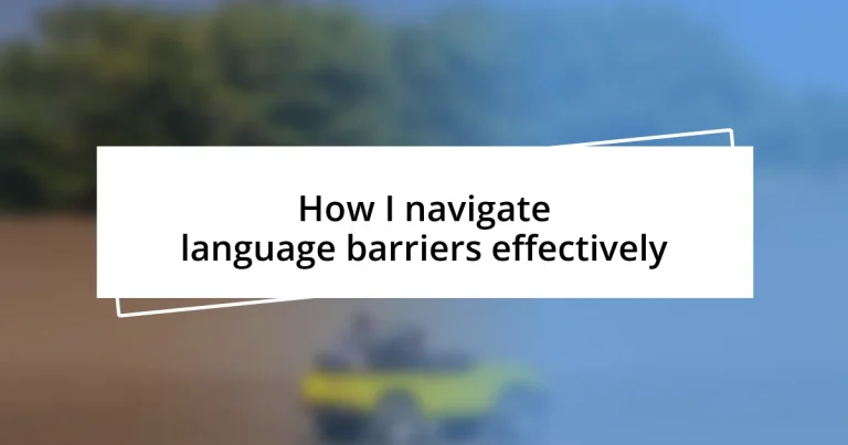 How I navigate language barriers effectively