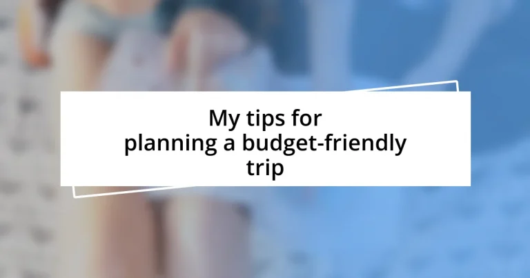 My tips for planning a budget-friendly trip