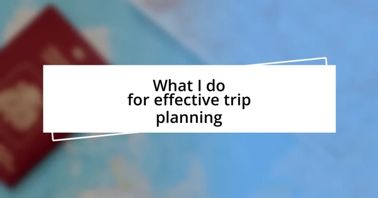 What I do for effective trip planning