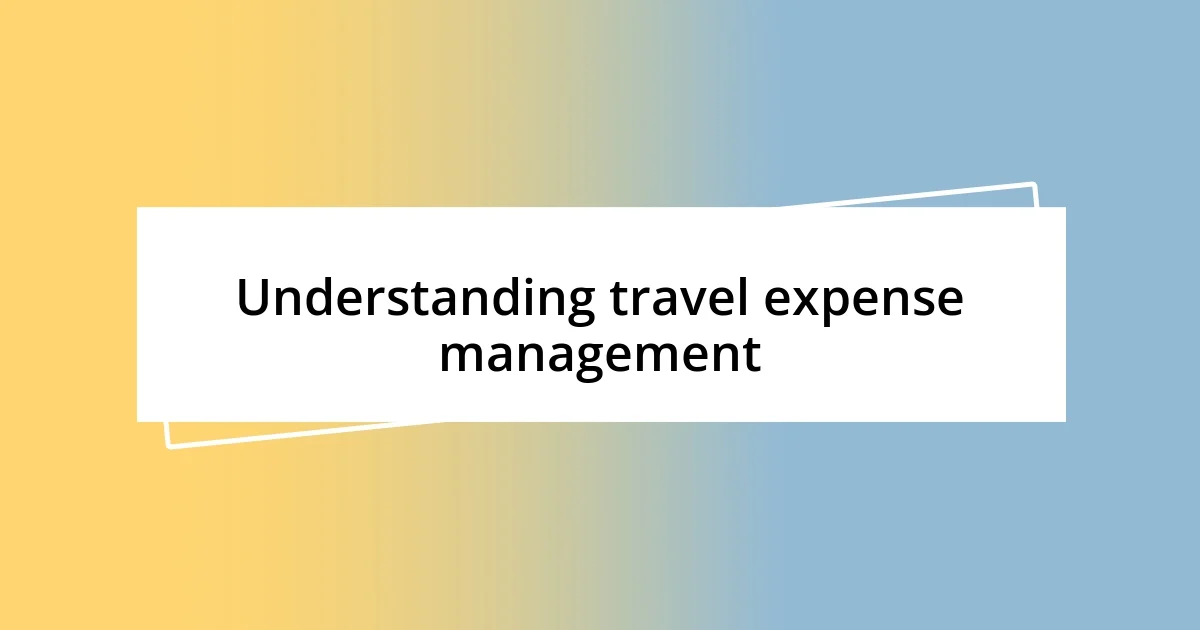 Understanding travel expense management