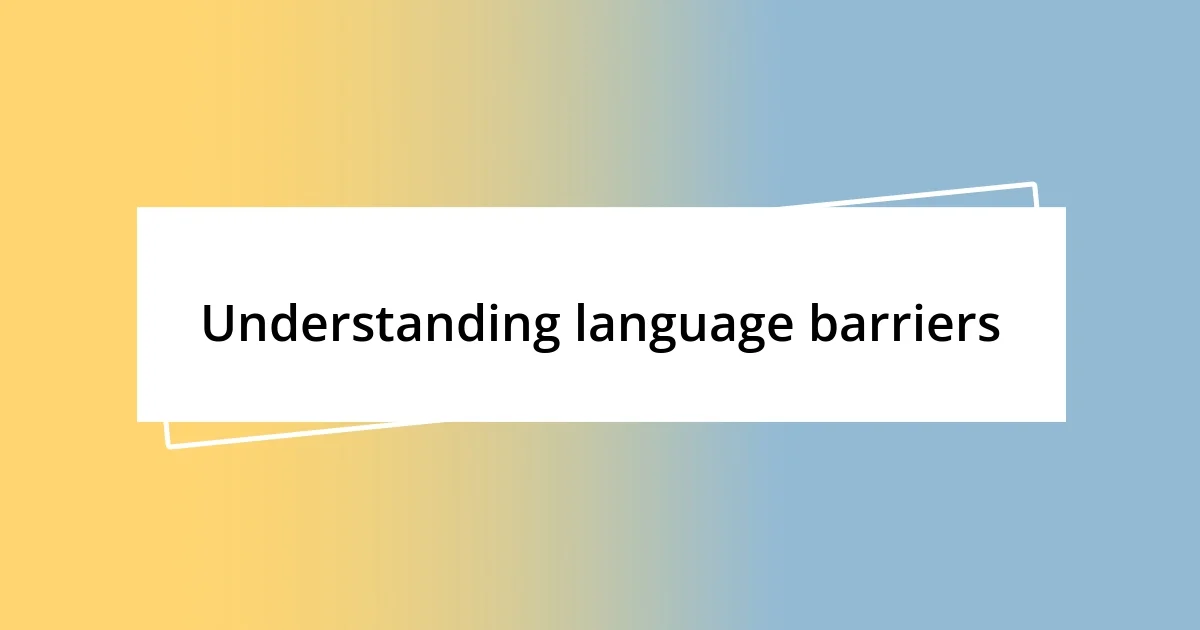 Understanding language barriers