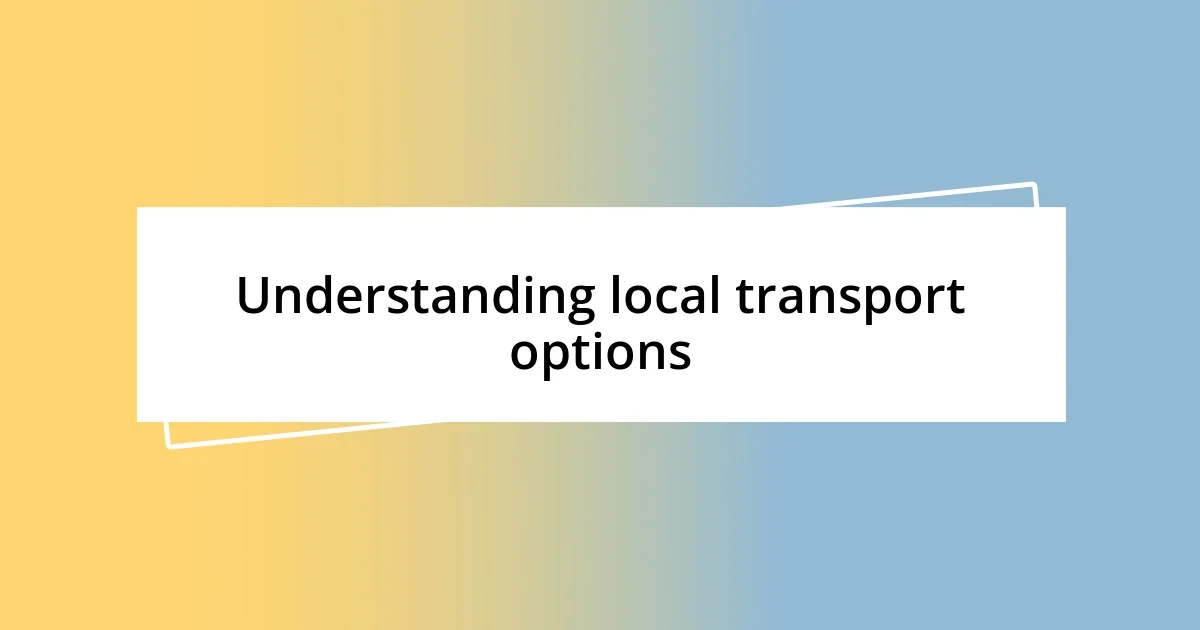 Understanding local transport options