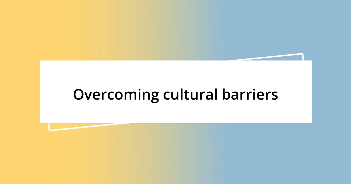 Overcoming cultural barriers