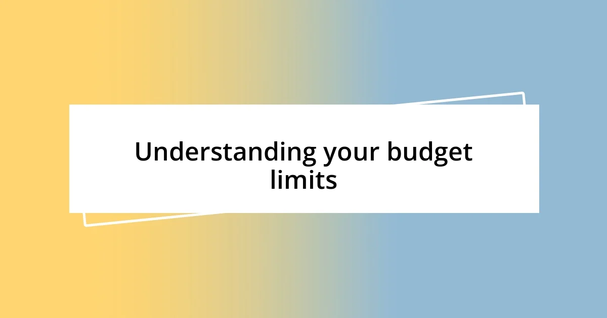 Understanding your budget limits